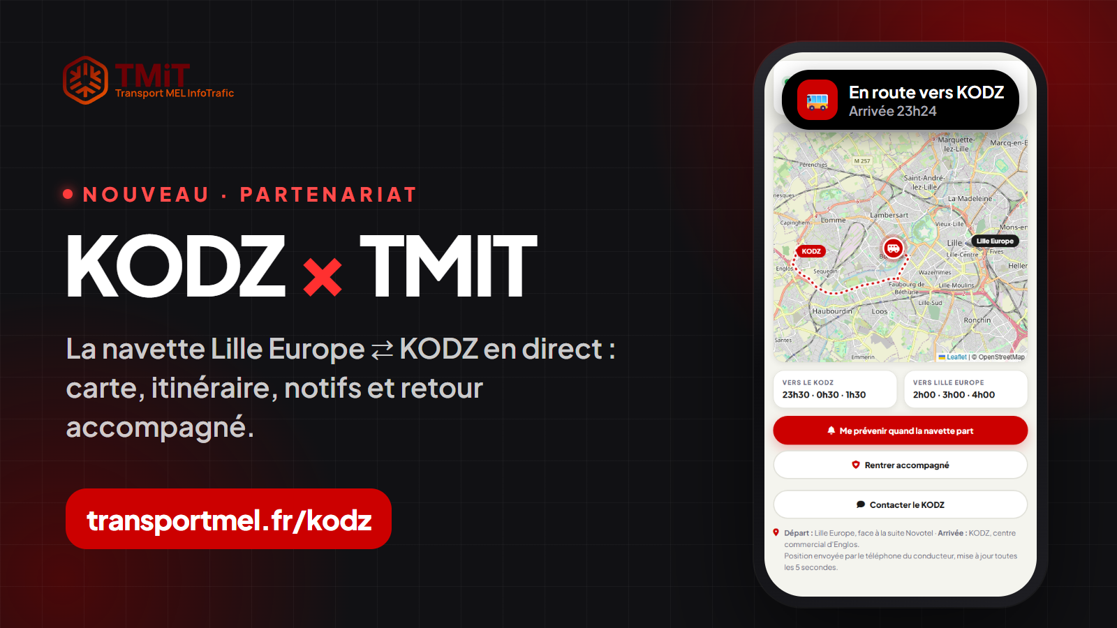 KODZ × TransportMEL : la navette Lille Europe ⇄ KODZ passe en direct